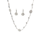 14k White Gold 1.00ct G VS2 Round Diamond Flower Necklace and Earring Set
